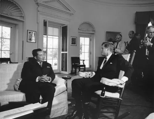 John F. Kennedy with Prime Minister of Laos, Prince Souvanna Phouma