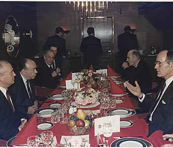 Photograph of Gorbachev-Bush summit at Malta, 1989