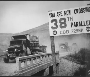 Photograph of 38th parallel crossing during Korean War