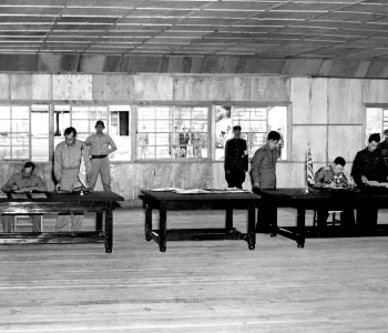 Photograph of Korean War armistice signing