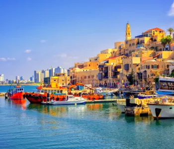 Photograph of the Port of Jaffa in Israel. 